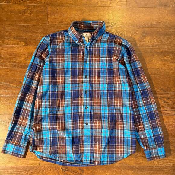 L.L.Bean Other - L.L.Bean Traditional Fit Flannel Shirt, Blue & Brown Plaid